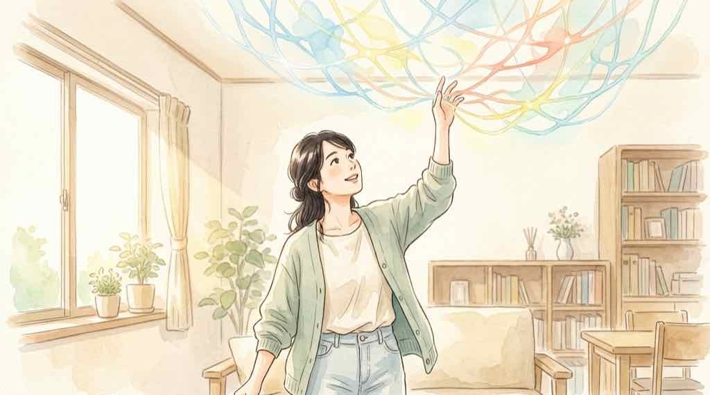 ミトコンドリア 健康長寿を象徴する細胞ネットワークのイラスト