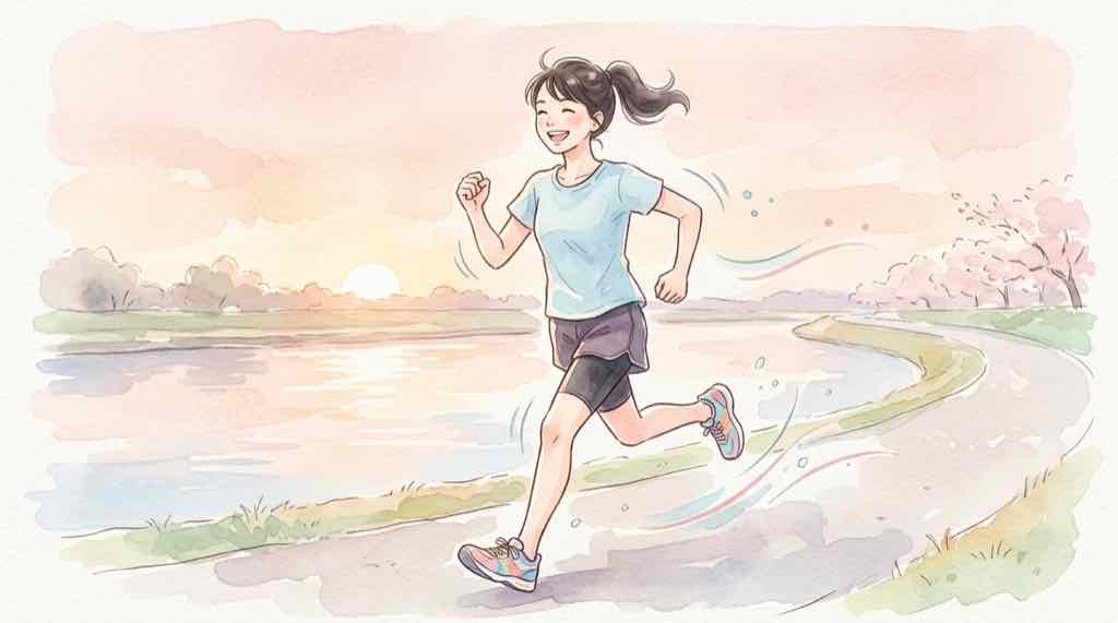 運動でミトコンドリアが活性化する様子のイラスト