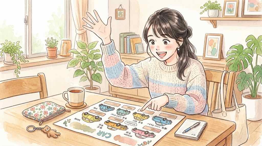光岡自動車のリセール買取相場を調べた結果を確認するイラスト