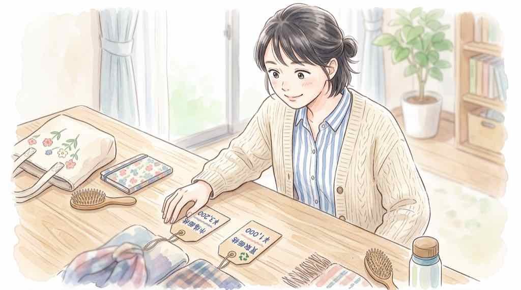 光岡自動車のリセール価格を調べている女性のイラスト