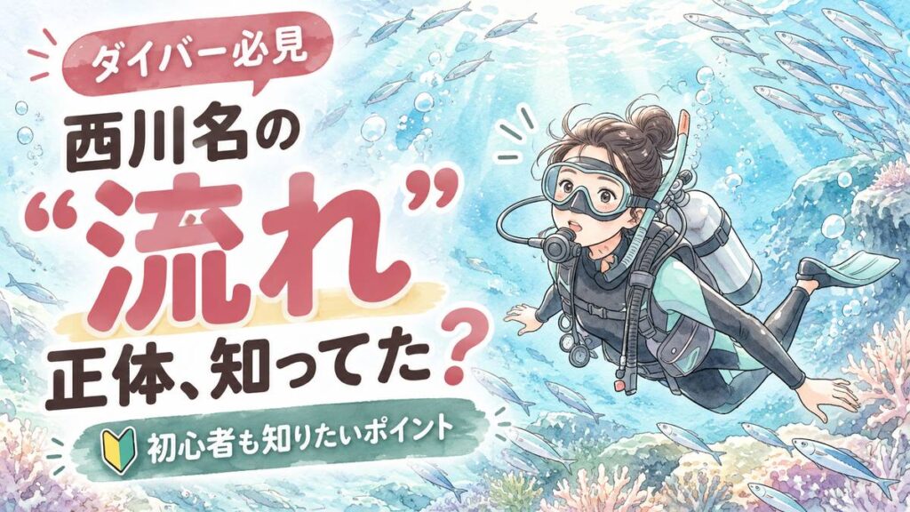 西川名 ダイビングの魅力を象徴するイラスト