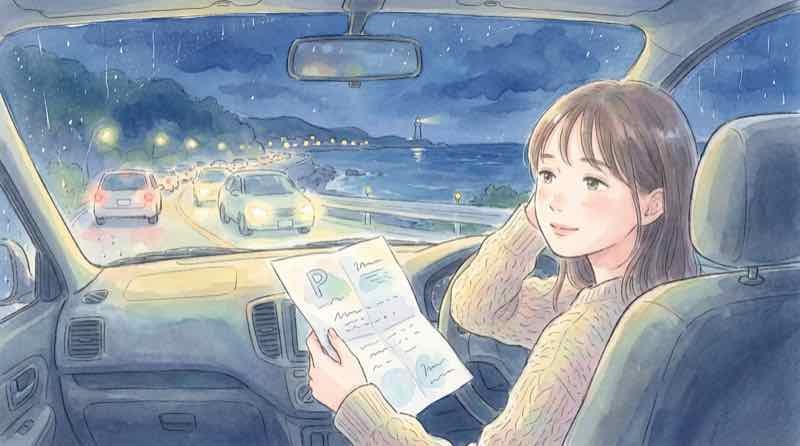 大洗花火大会の駐車場予約画面を確認する様子