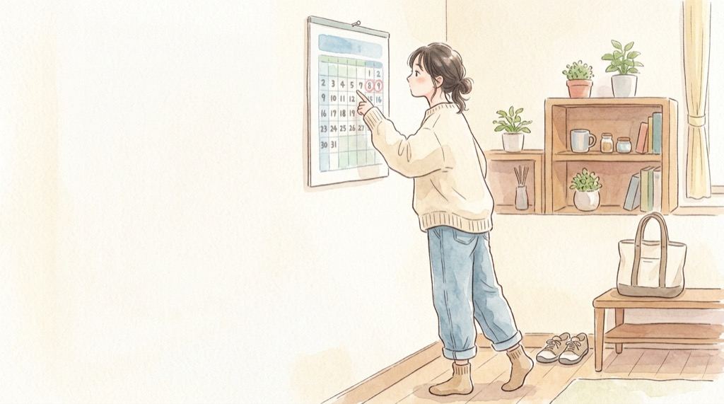 OZmall不正アクセスの時系列を確認する女性のイラスト