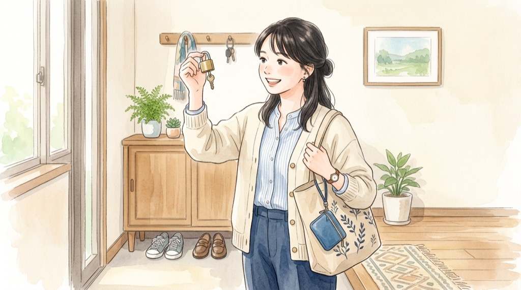 OZmallのクレジットカードとパスワードの安全性を確認する女性のイラスト