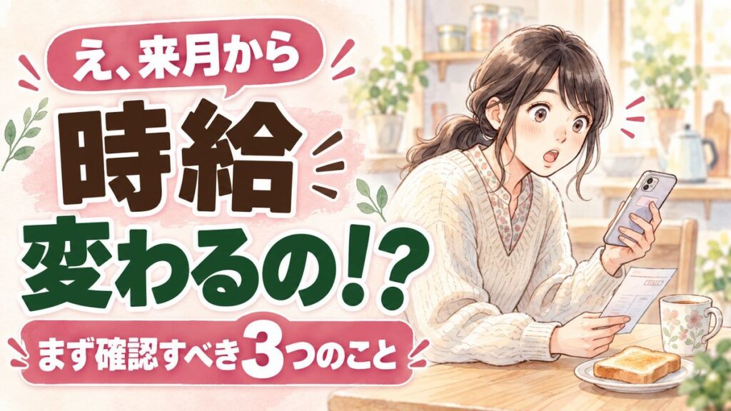 最低賃金引き上げ2026年いつから給料に反映されるか確認する女性