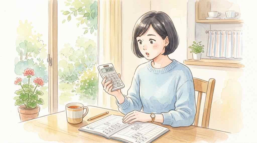 ポケカ30周年 再販 計算してみた 電卓を持つ女性のイラスト