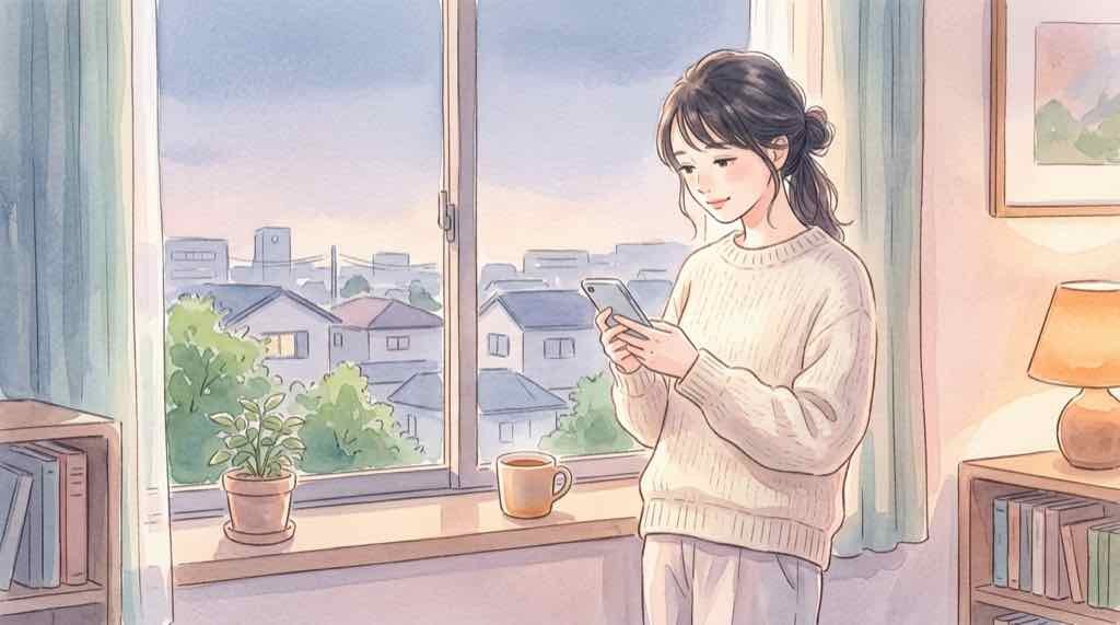 ポケカ30周年 当たりカード 買取相場を見比べる女性のイラスト