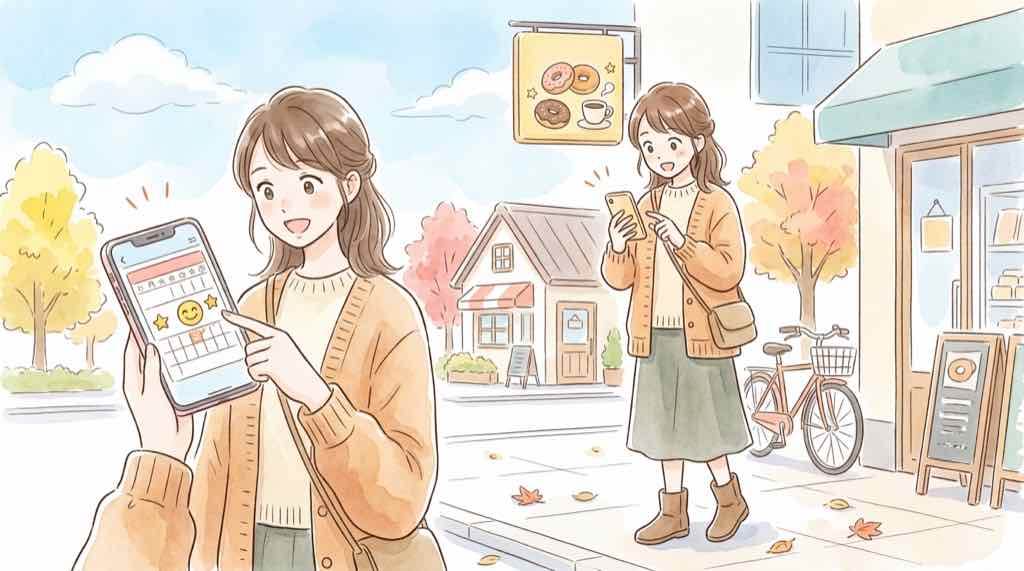 ポンデショコラ2026年9月30日発売日を確認しながら外出の準備をする女性