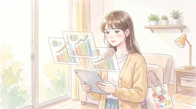 楽天ROOM 投稿ごとのクリック数を確認しようとする女性