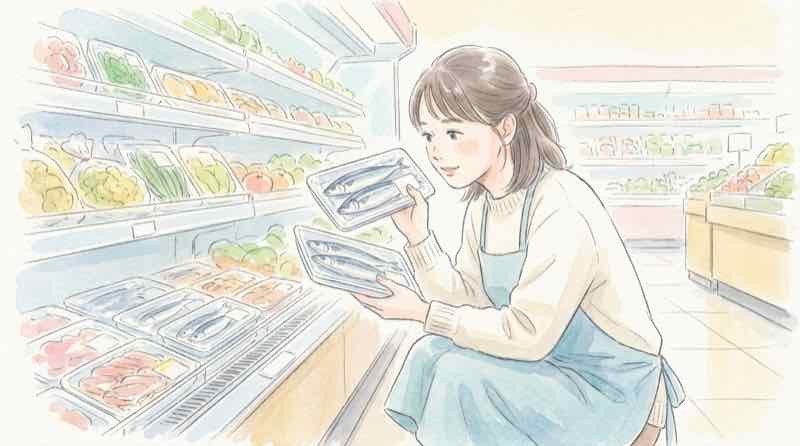 サンマ 2026 値段 スーパーの値札を確認するイメージ