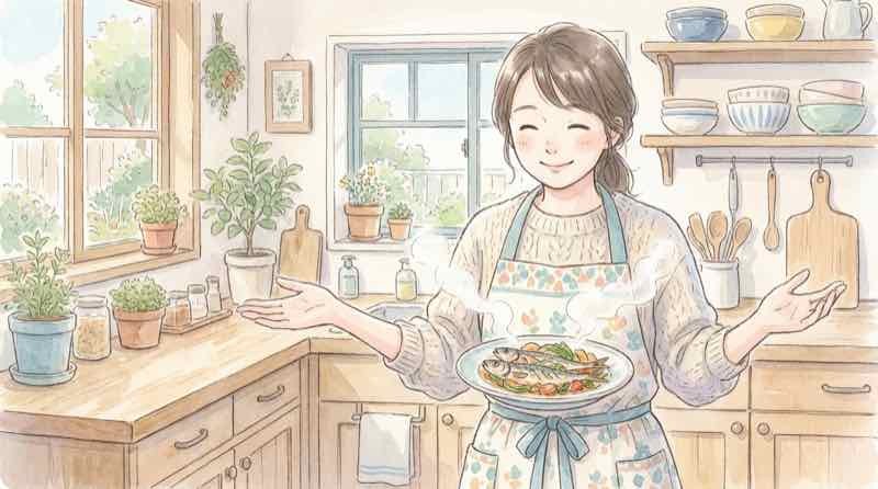 小ぶりなサンマの調理アイデアを考えるイメージ