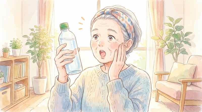 高齢者の筋トレは軽い負荷でも効果ありと知りペットボトルを持って笑う女性