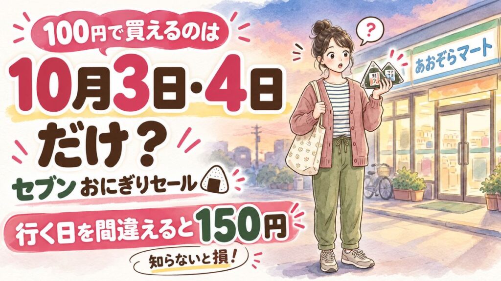 セブンイレブンおにぎりジャストプライスセール100円対象商品と日程早見表