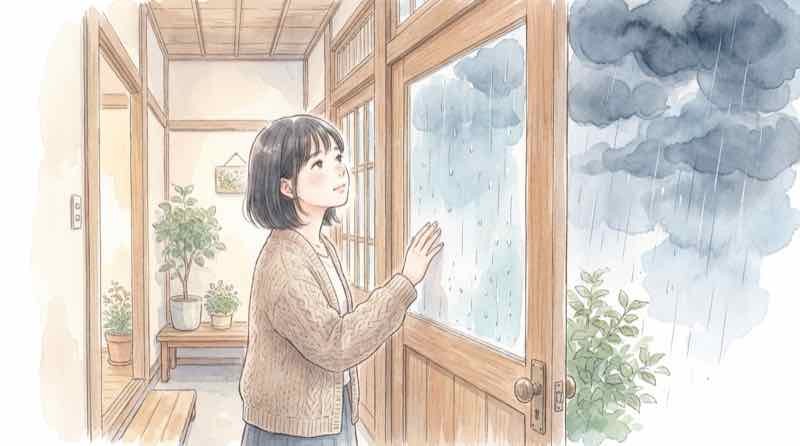 止水板 家庭用 効果を確認する玄関先の様子