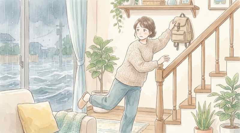 悪天候の中で避難を判断する様子