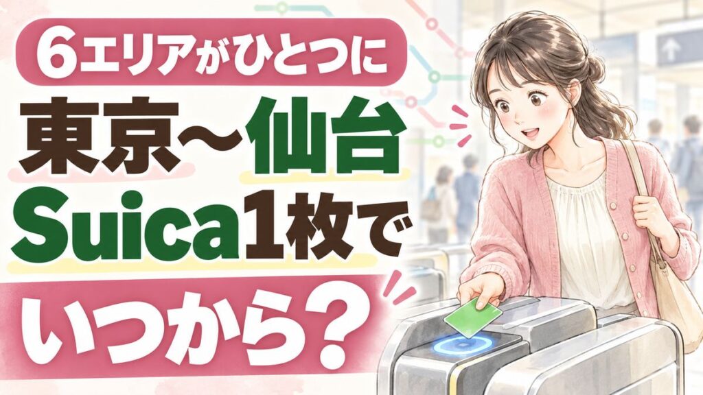 Suicaエリア統合はいつから始まるか改札を通る人の手元とICカードを見つめる女性