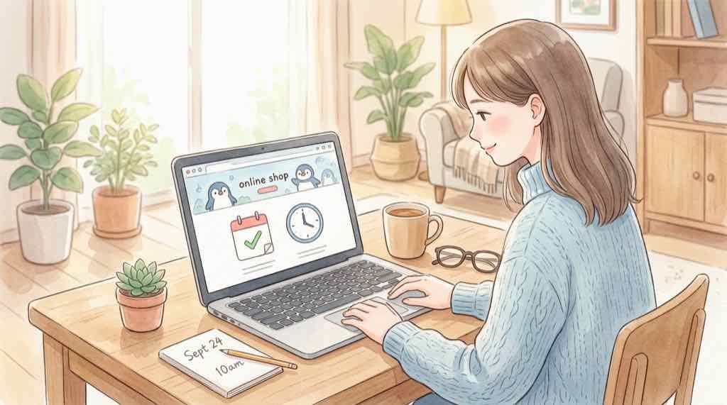 GRANSTA MALLでオンライン予約販売を確認する様子