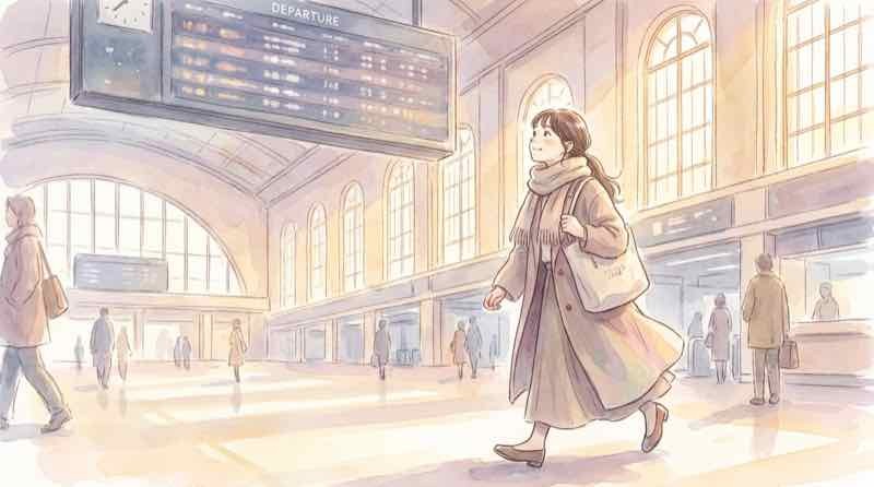 Suicaのペンギン卒業のニュースを駅の改札前でスマホを見ながら知る女性