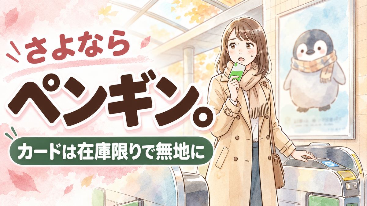 Suicaのペンギン卒業を新聞とスマホで確認しながら考えごとをする女性