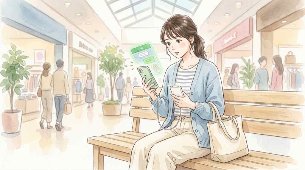 スパフル つば男整理券をスマホのLINEで確認する様子