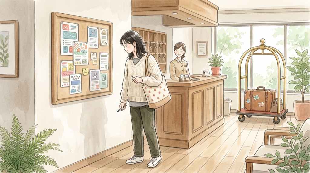 手間いらず不正アクセスの知らせに驚きながらホテル予約を確認する女性