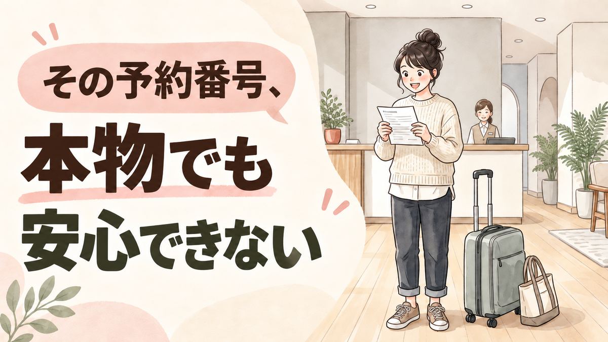 手間いらず不正アクセスで予約情報が心配になりホテルの案内を確かめる女性
