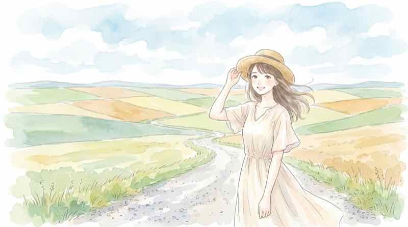 スマートフォンで情報を確認する女性のイメージ