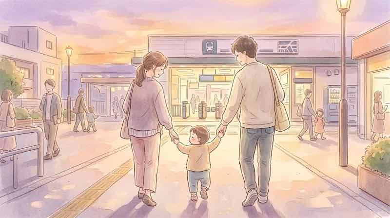 東京ゲームショウ2026の帰り、海浜幕張駅へ向かう子連れの家族