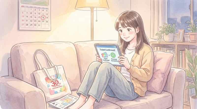 東京ゲームショウ2026のチケットをスマホで事前購入する様子