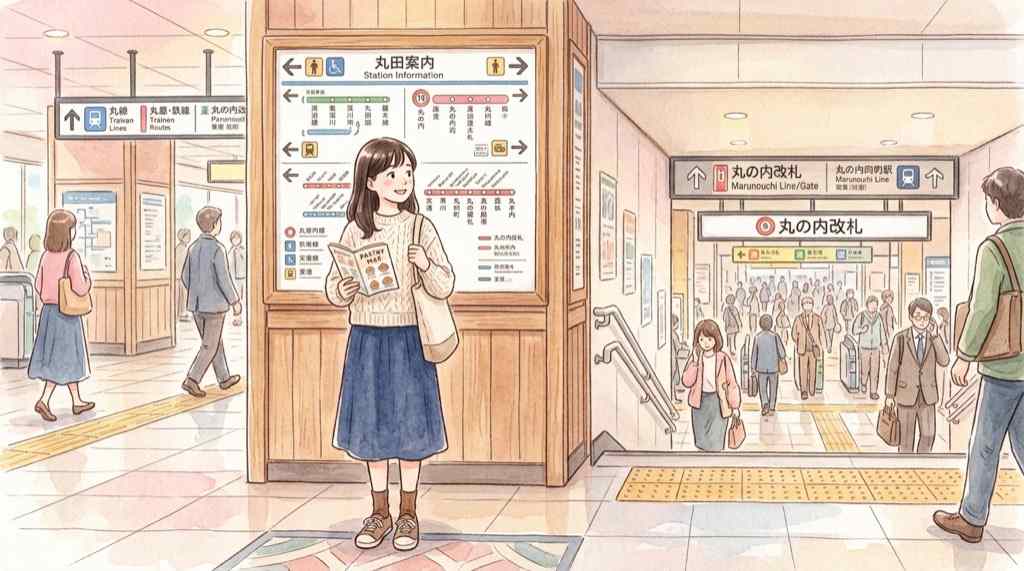 東京駅グランスタでバベルの代わりを探してスイーツを選ぶ女性