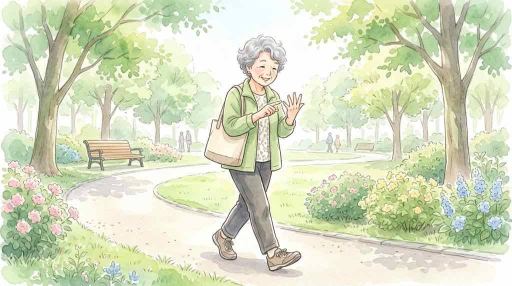 コグニサイズをイメージしたやさしいウォーキングのイラスト