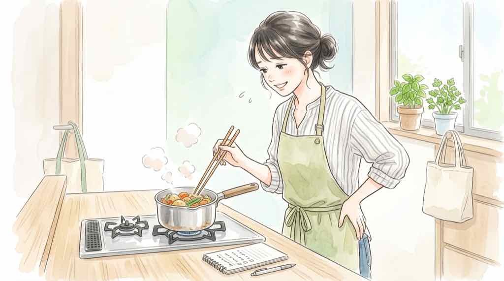 野菜の調理で失敗しがちなポイントを見直す様子
