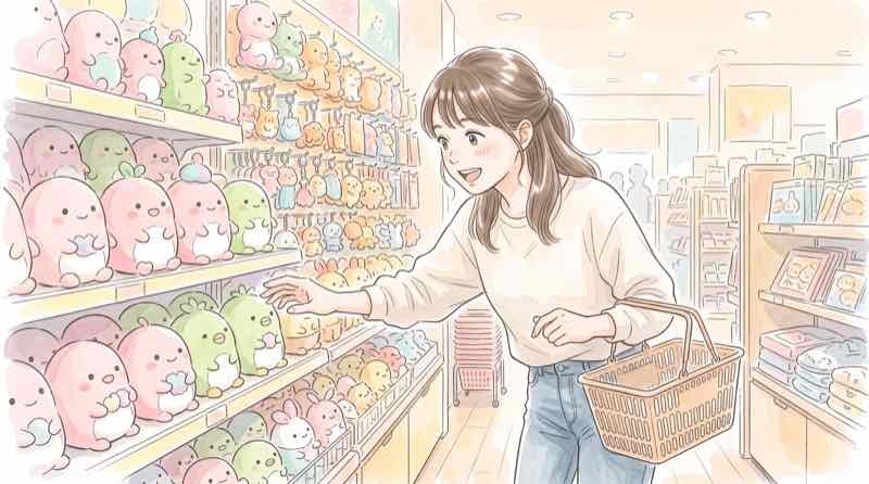 トゥンクトゥンクのグッズはどこで買えるかをやさしく解説、ぬいぐるみを持つ笑顔の女性