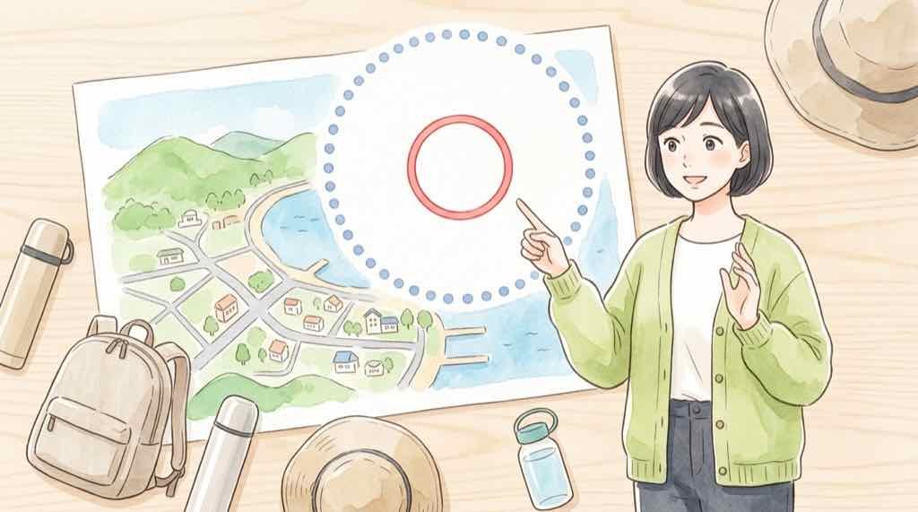 気象庁の予報円の意味を解説するイラスト
