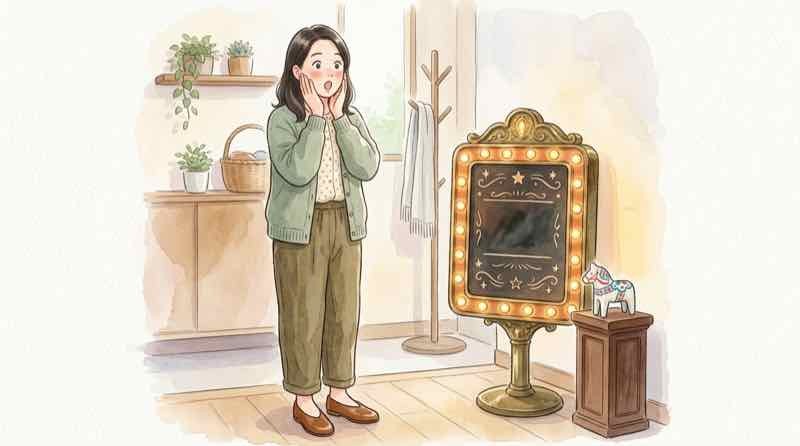 ウマ娘47都道府県ご当地ダービー一覧表を眺める女性イラスト