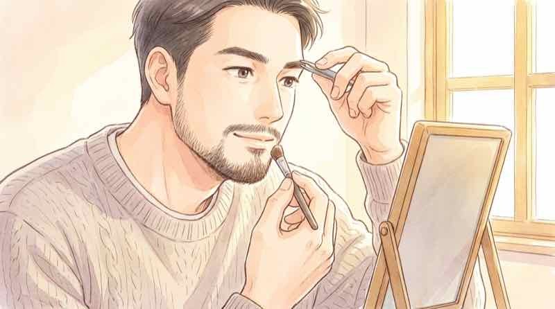 VIVANT野崎そっくりに整えたひげともみあげの職員のイラスト