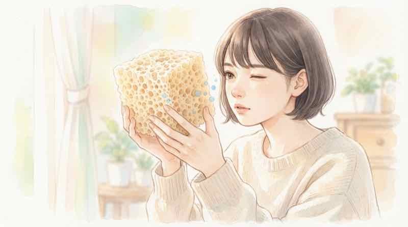 MOFという小さな穴だらけのスポンジのような新素材をやさしく表現したイラスト