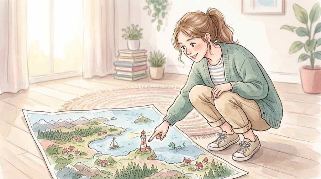 山岡家 値上げ 対象店舗の地図を確認する女性のイラスト