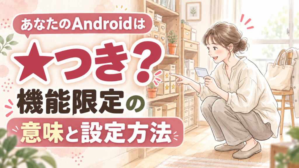 Androidのマイナンバーカード対応機種と機能限定を調べる、スマホと実物カードの水彩イラスト