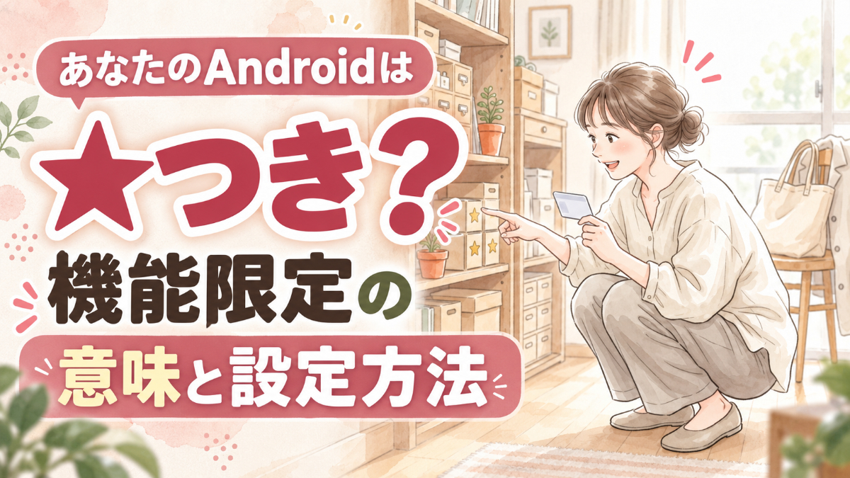 Androidのマイナンバーカード対応機種と機能限定を調べる、スマホと実物カードの水彩イラスト