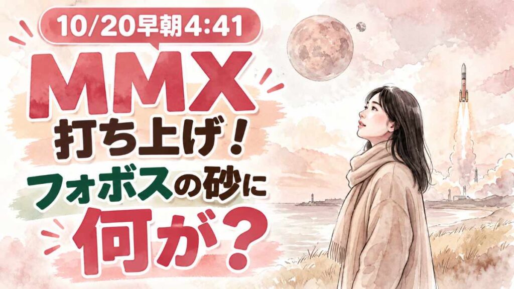 MMX打ち上げとフォボス探査の全体像を示すH3ロケットと探査機