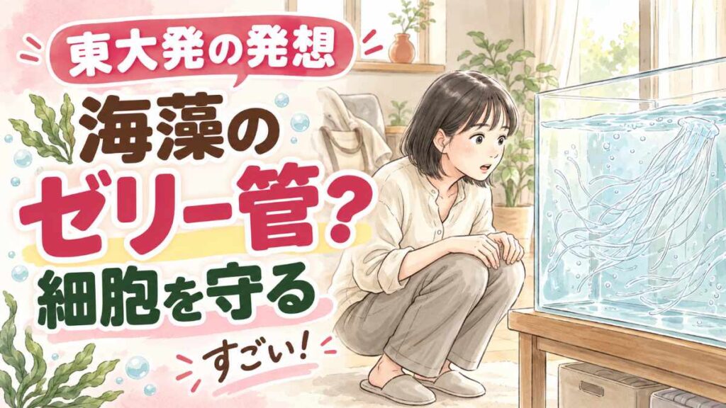 セルファイバーとは？極細のゼリー状チューブで細胞を守る技術のイメージ図