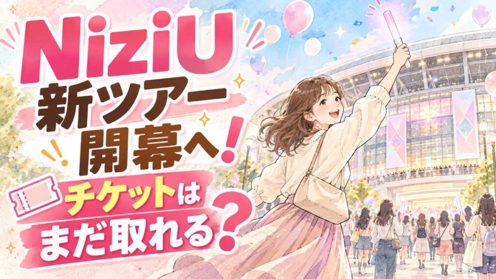 NiziUライブ2026-2027のチケット・日程・座席を確認する女性