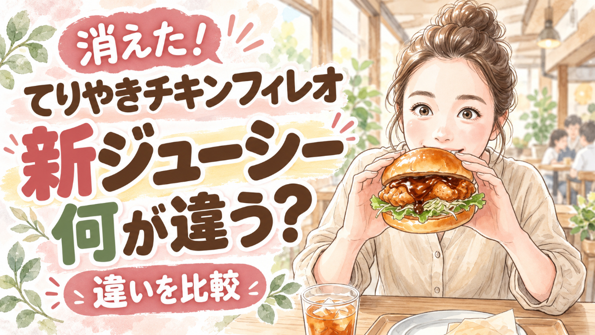 てりやきチキンジューシーマックの違いを紹介する、新レギュラーのチキンバーガー