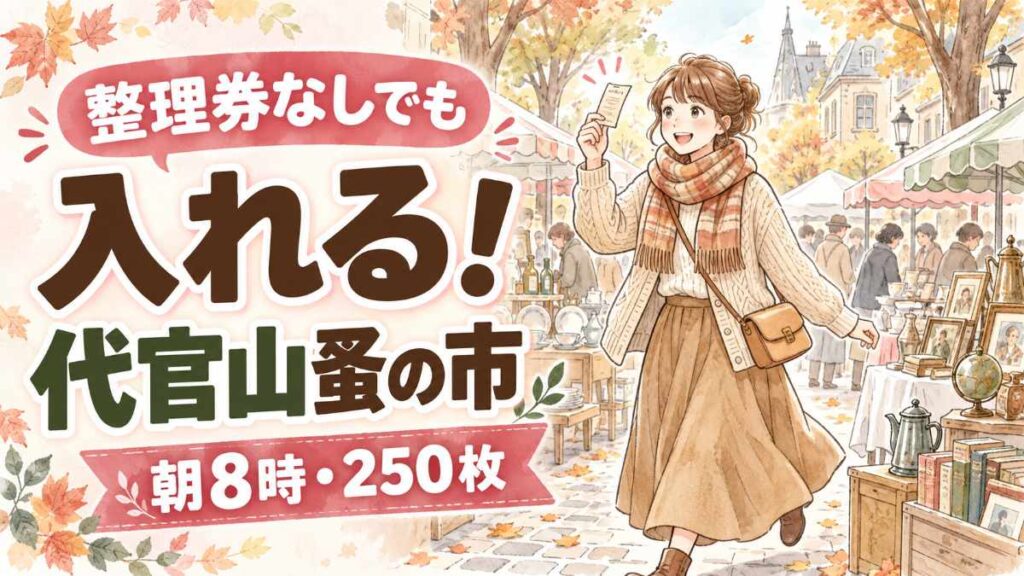 代官山蚤の市2026の整理券と入場方法を調べて安心する女性