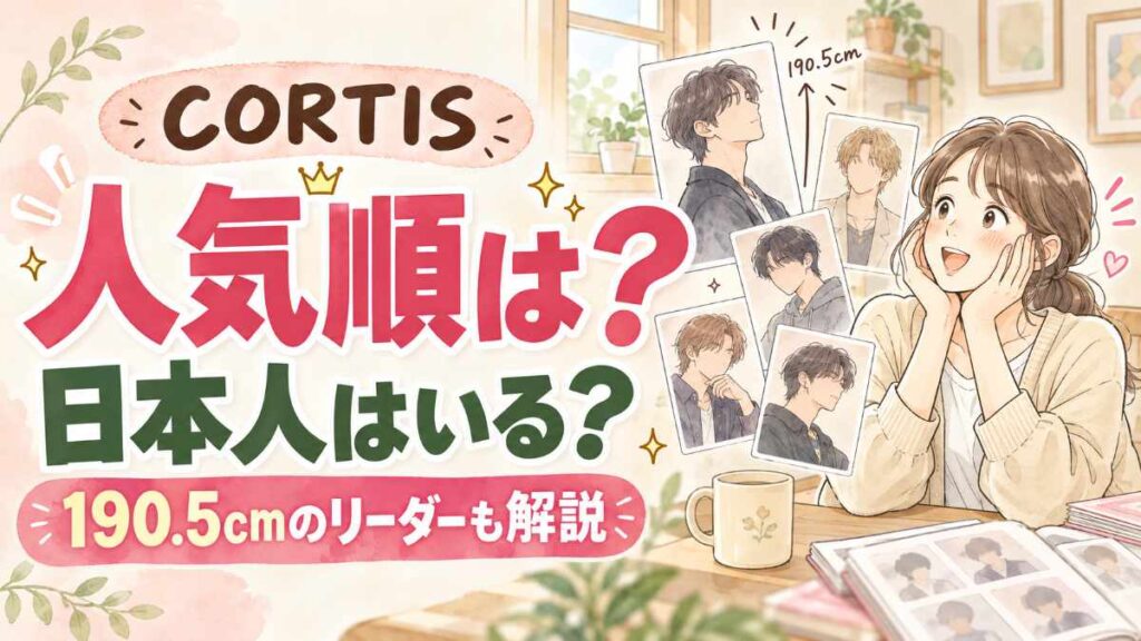 CORTIS メンバーの人気順と5人の個性を描くアイキャッチ、水彩イラスト
