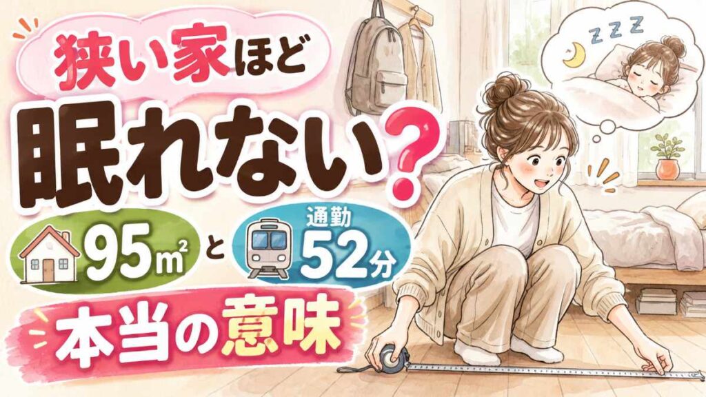 狭い家 不眠症の研究を解説する、寝室で朝を迎える女性のイラスト