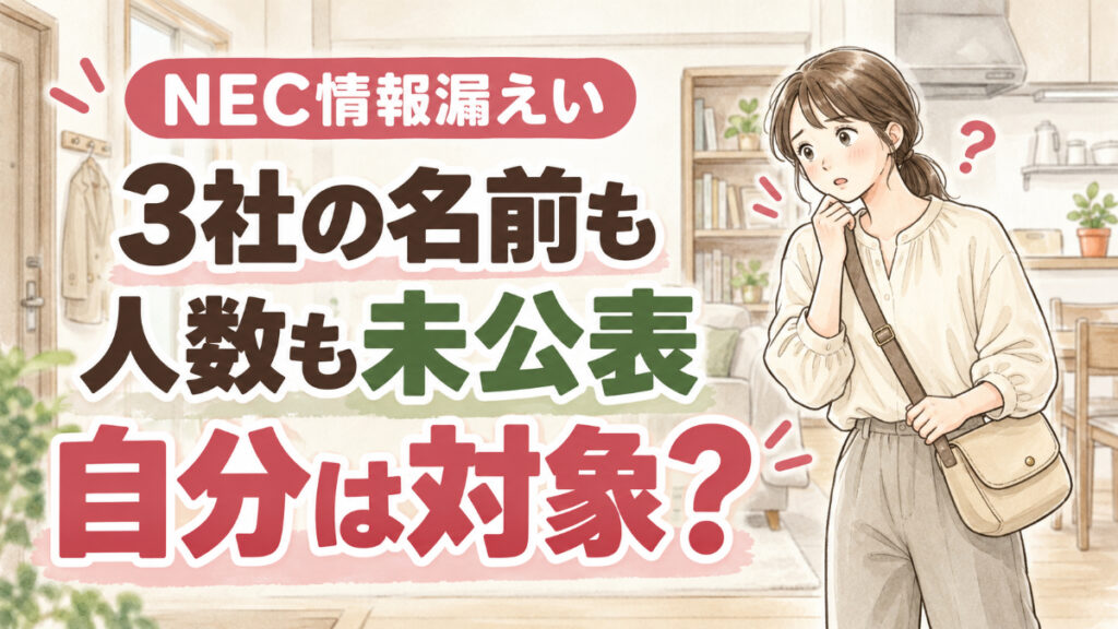 NEC情報漏えい2026で不安を感じて公式情報を確認する女性