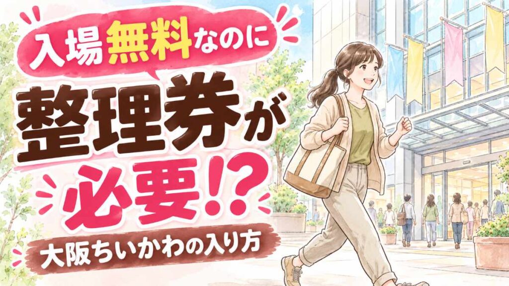 ちいかわパークストア大阪の整理券を調べながら期待に胸をふくらませる女性