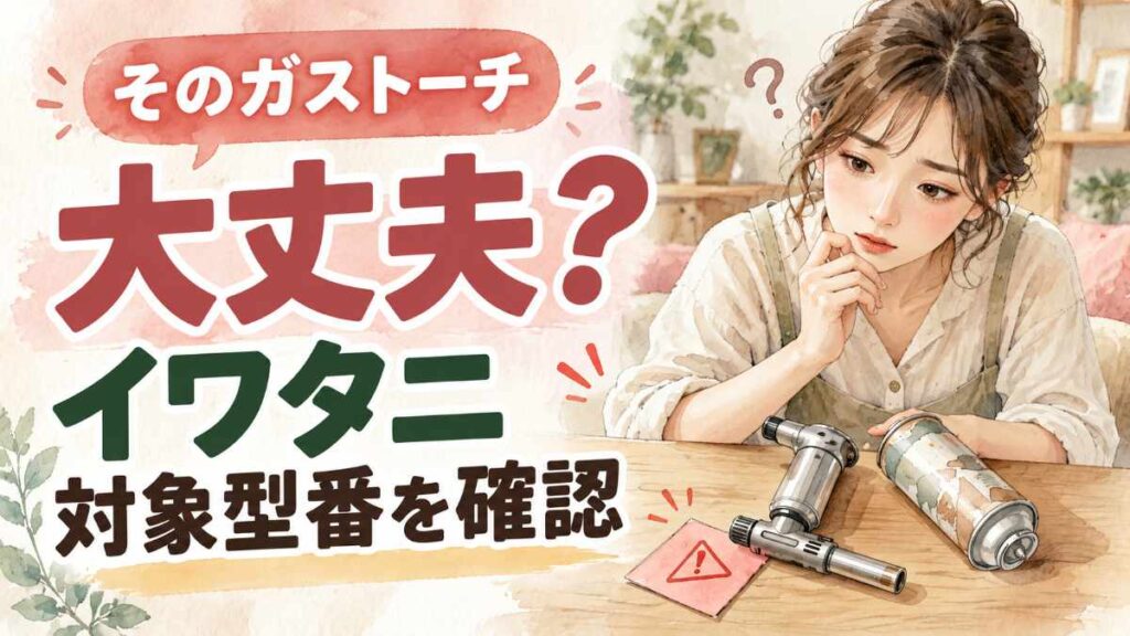 イワタニ ガストーチのリコール対象を確認|型番とロット番号をチェックする場面